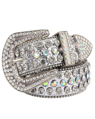JASGOOD Gürtel Für Damen Und Herren Mit Strasssteinen, Bling Western Cowgirl Cowboy Genieteter Ledergürtel, Diamant Taillengürtel Für Jeans Und Hosen