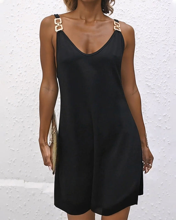 Kleid Lässig Einfarbig Trägerkleid
