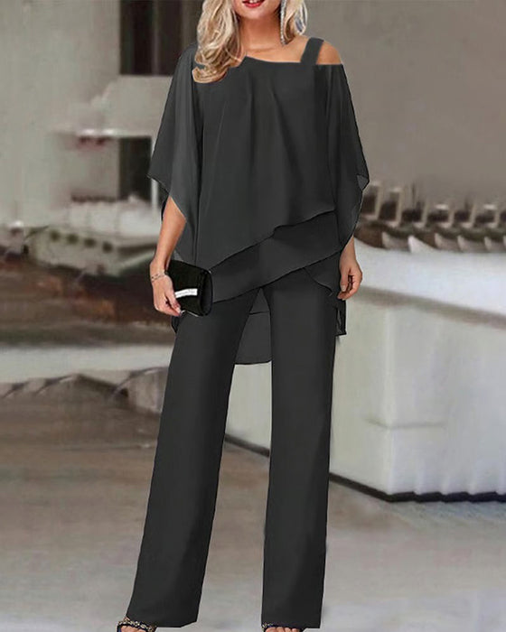 Zweiteiliges Set Off-Shoulder Fledermausärmel
