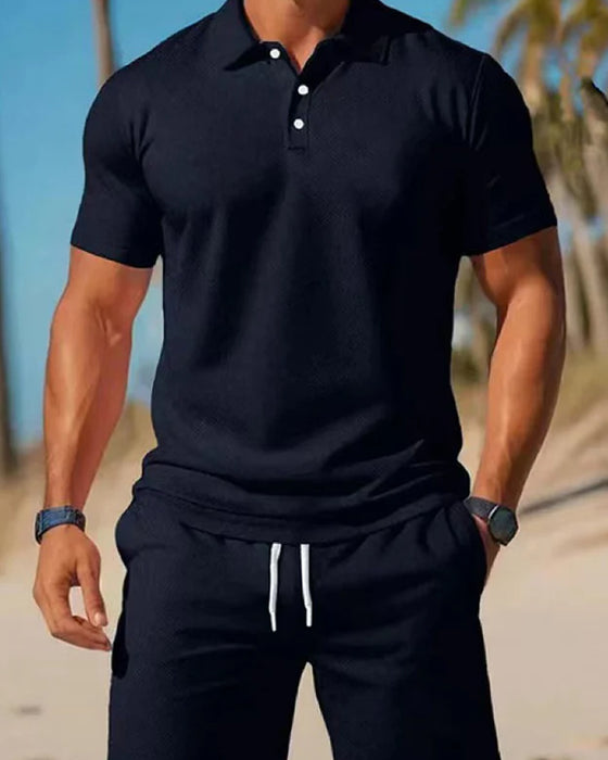 2-Teiliges Polo- Und Shorts-Set Für Herren Für Den Sommer