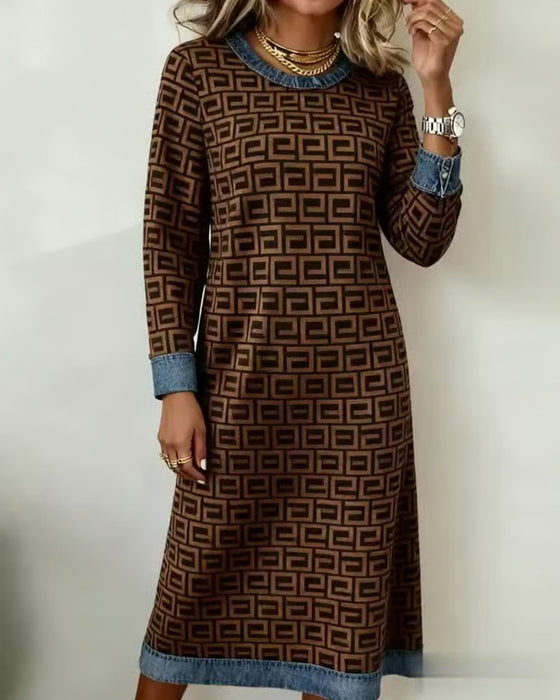 Kleid modisch Monogrammprint Patchwork