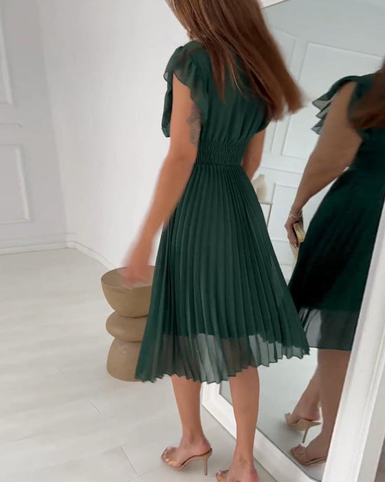 Eleganter Faltenrock mit Rüschenärmeln für Damen