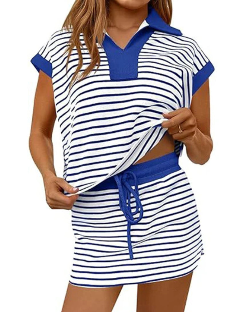 Set gestreift lose kurzärmelig Kurzrock