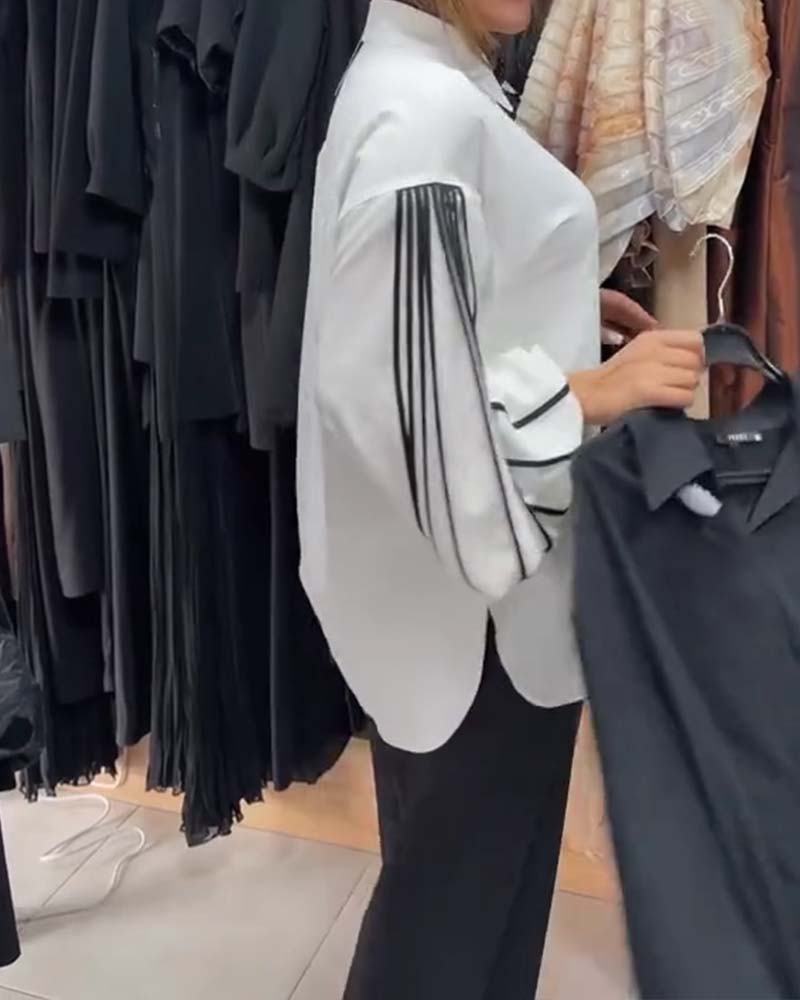 Hemd Kontrast Linie Langarm