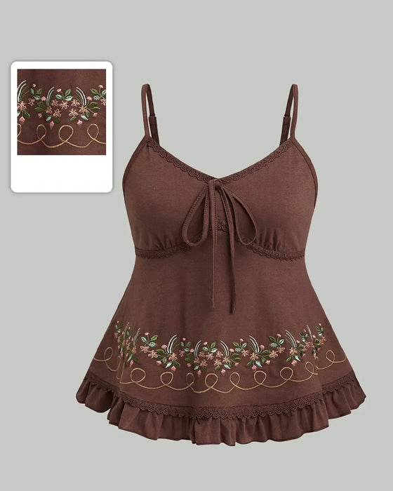 Oberteil Damen Blumen Bestickt