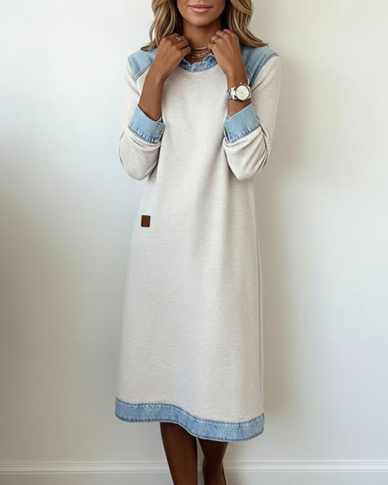 Kleid Revers Colorblock Patchwork