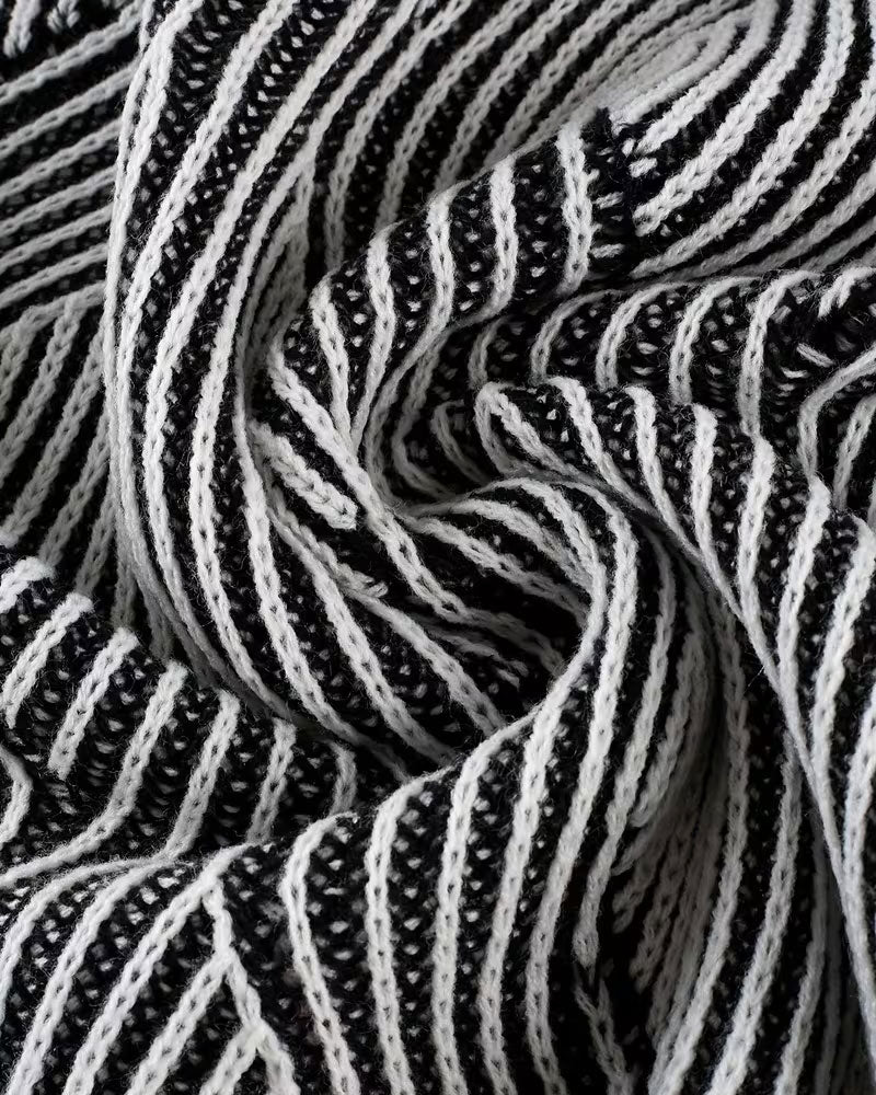 Pullover Geometrisch Gestreift V-Ausschnitt Langarm