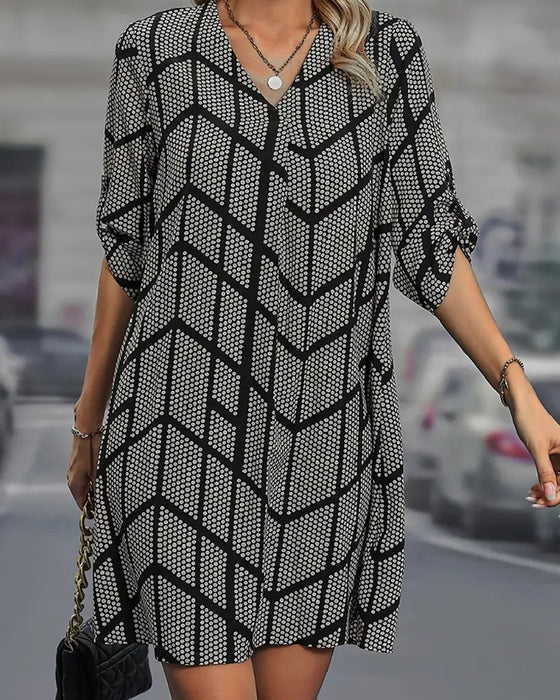 Kleid modisch V-Ausschnitt mit Punktmuster