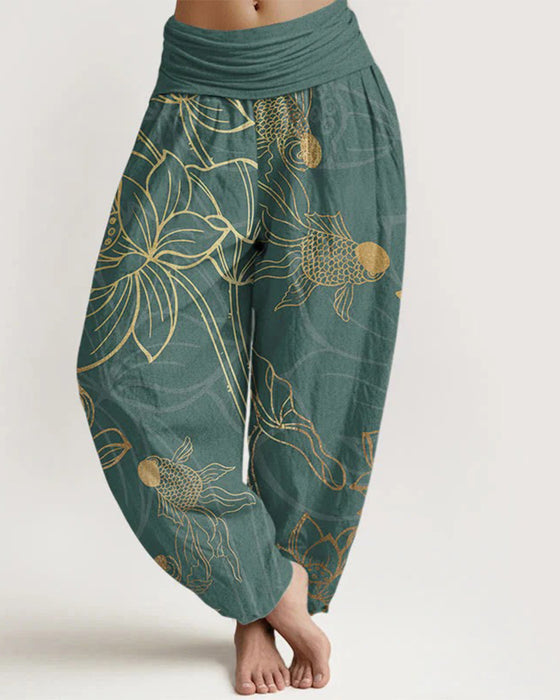 Hose Hohe Taille Geknöpfte Taille Harem