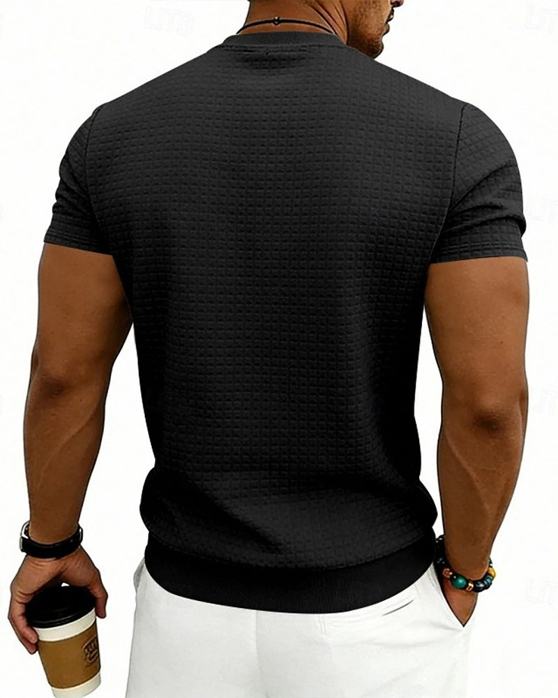 T-Shirt Gerippt Rundhals Kurzarm