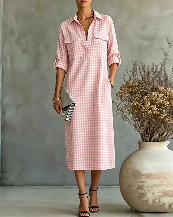 Kleid Karo Kragen Hemd