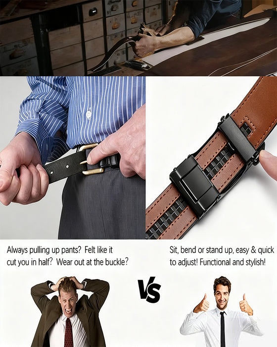 🎁 Leder Ratschgürtel Mit Verstellbarer Schnalle💼