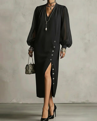 Kleid Laterne Ärmel Netz Mode Geteilt