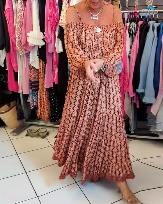 Boho-Stil Trägerlockeres Kleid
