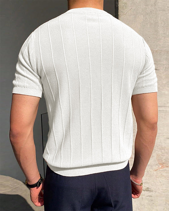 Herren T-Shirt Rundhals Kurzarm Atmungsaktiv Gestrickt