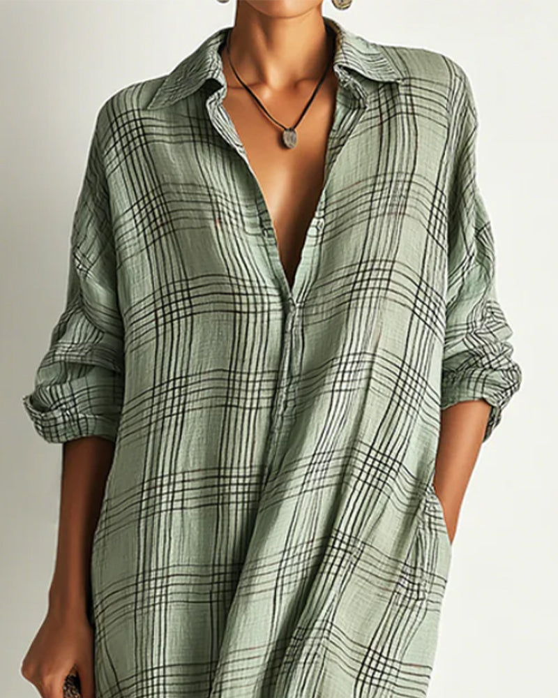 Kleid Revers Karo Lässig