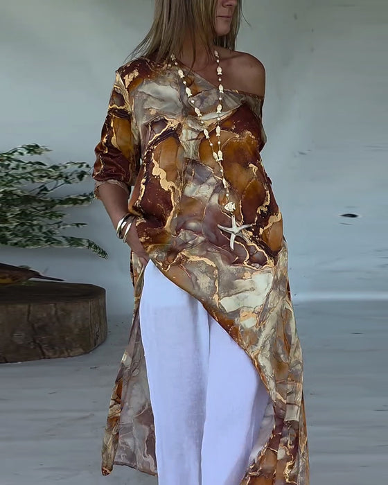 Bluse modisch Schlitz bedruckt