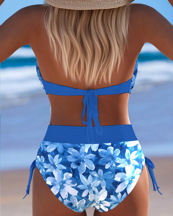 Bikini Sexy Tiefer V Bedruckt Zweiteilig Dreieck