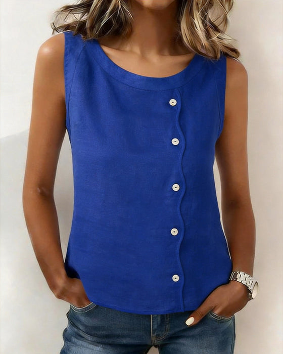Tank Tops Ärmellos Seite Knopf