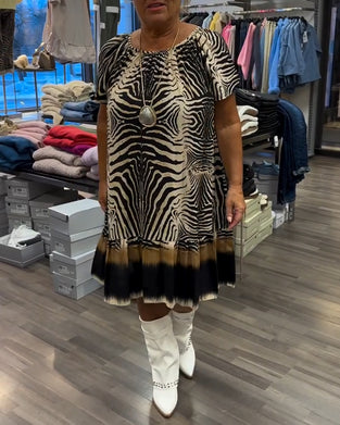 Kleid Locker Rundhals Kurzarm Bedruckt