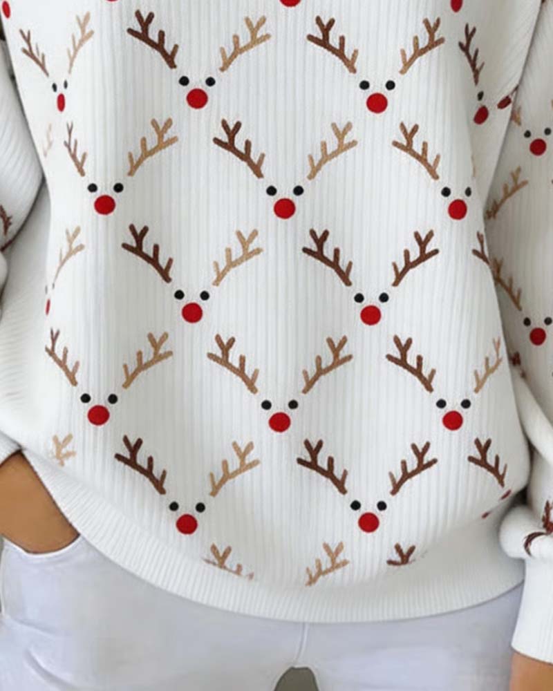 Sweatshirt Weihnachten Geweih Druck Knopf