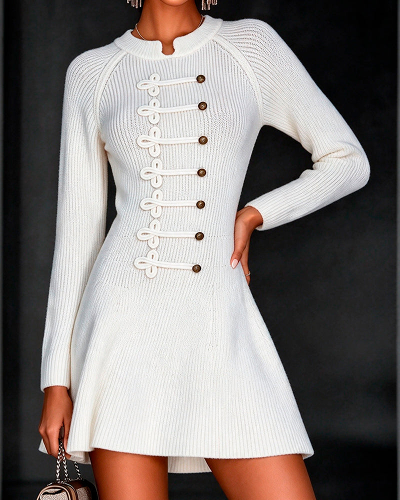 Kleid Lässig Langarm Pullover
