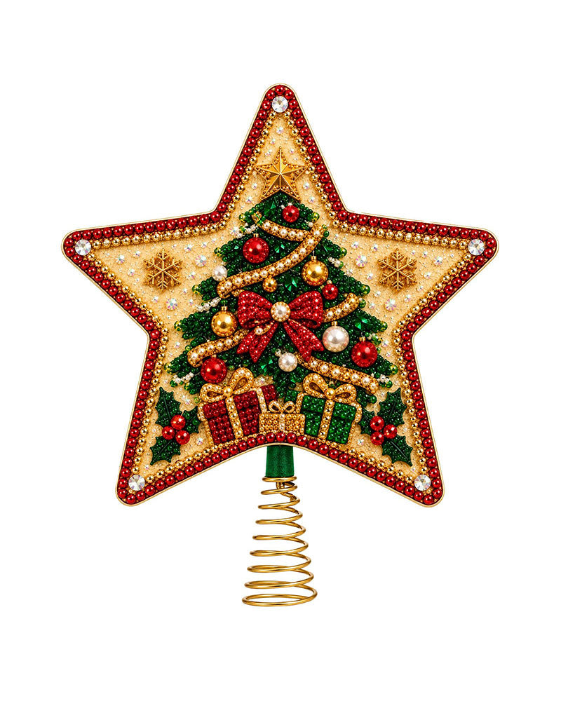 DIY Fünfzackiger Stern Diamantmalerei Weihnachtsbaumspitze