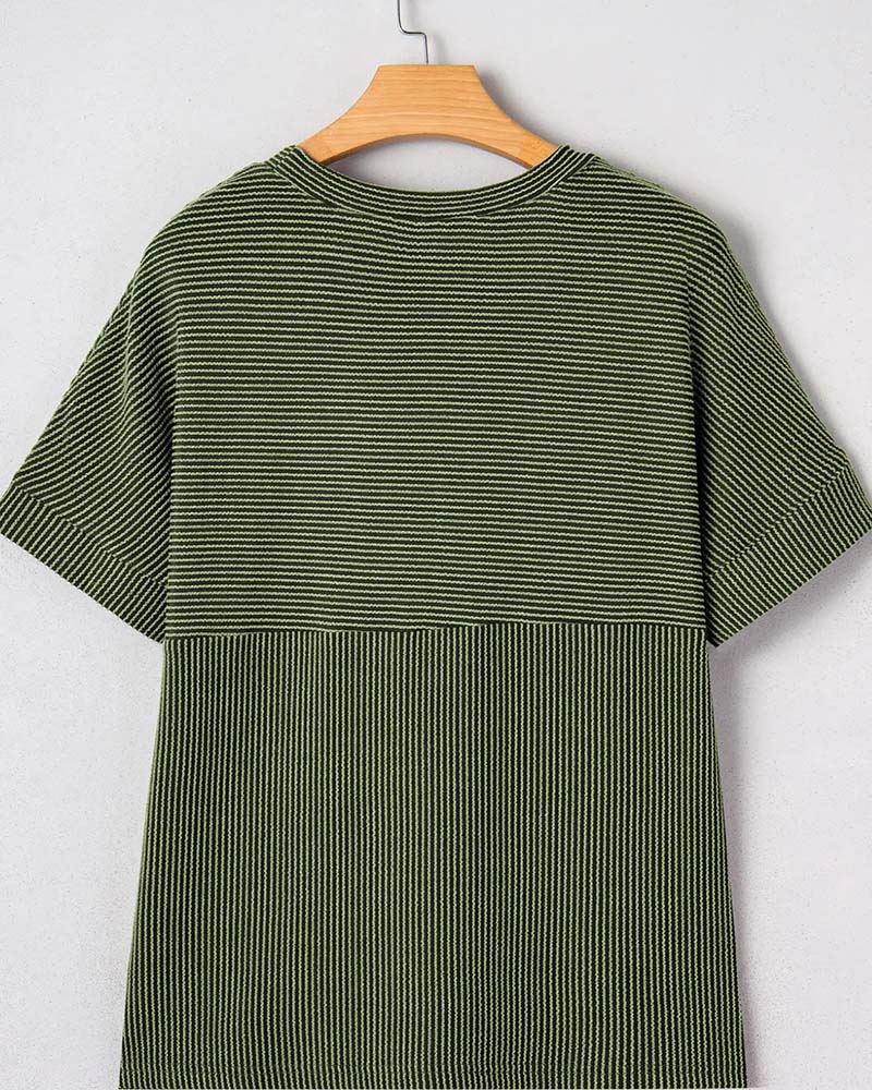 T-Shirt Gestreift Kurzarm Rundhals