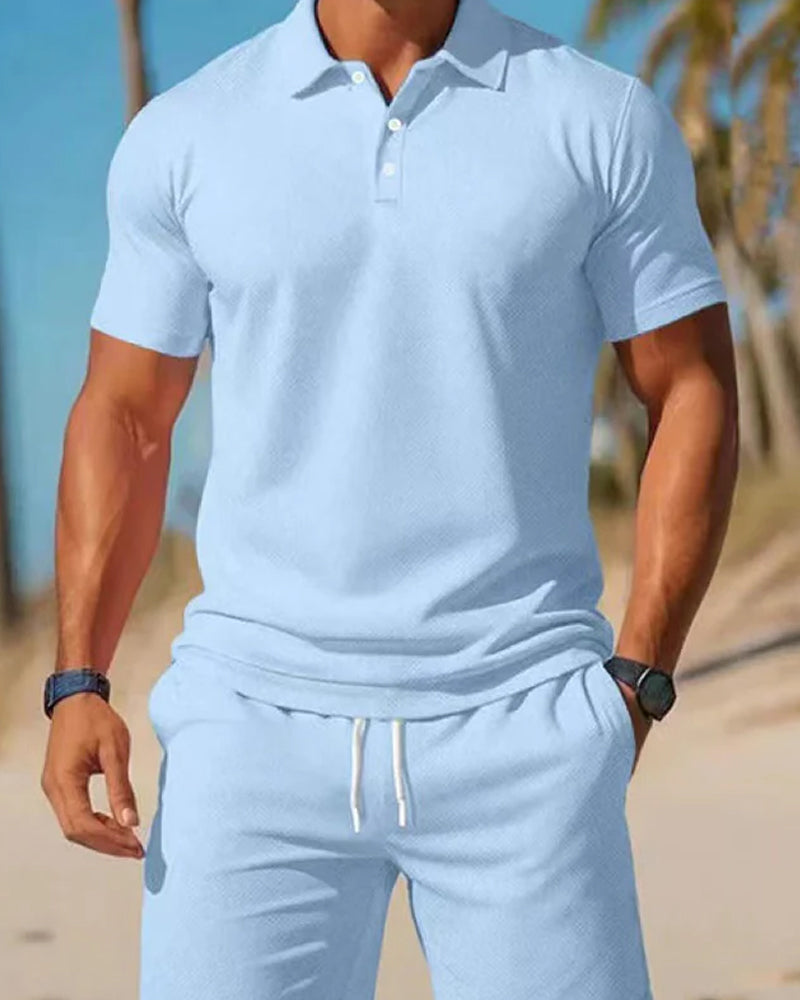 2-Teiliges Polo- Und Shorts-Set Für Herren Für Den Sommer