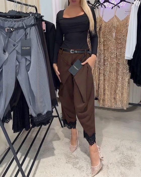 Hose Modisch Spitze Sticken Harem