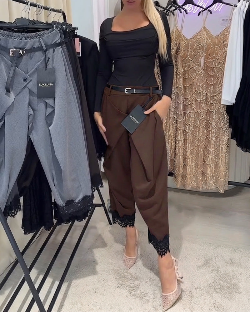 Hose Modisch Spitze Sticken Harem