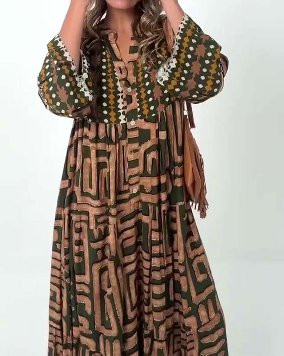 Kleid Etnisch Geometrischer Druck