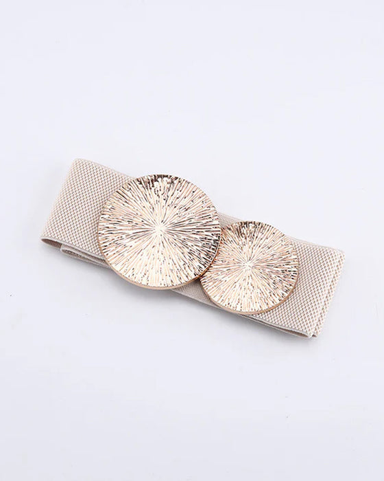 Damen Vintage elastischer Gürtel mit goldener Schnalle