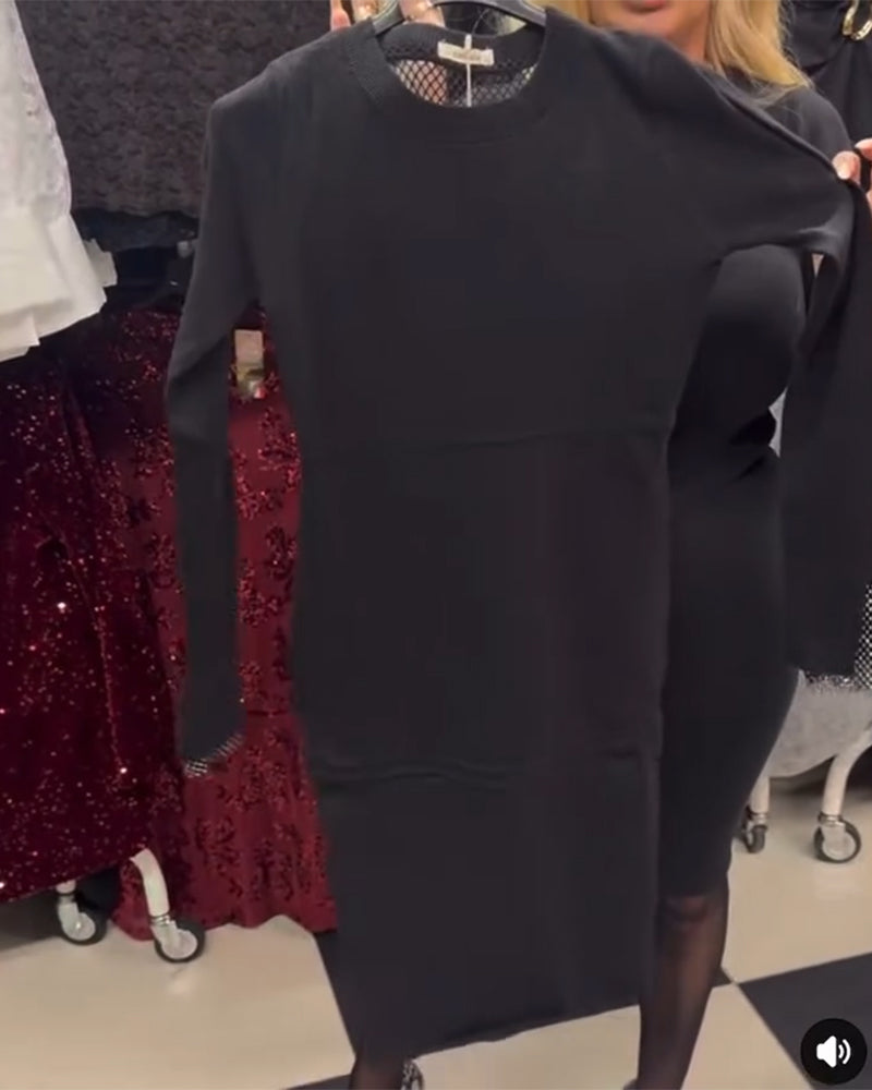 Kleid Mesh-Einsatz rückenfrei Bodycon