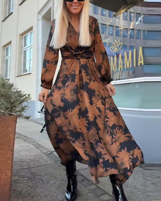 Kleid mit Laternenärmeln und Retro-Print