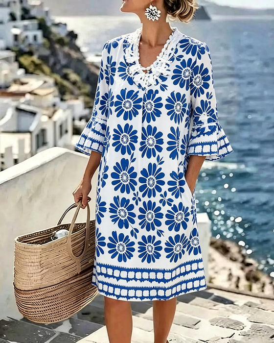 Kleid Daisy Rüsche V-Ausschnitt