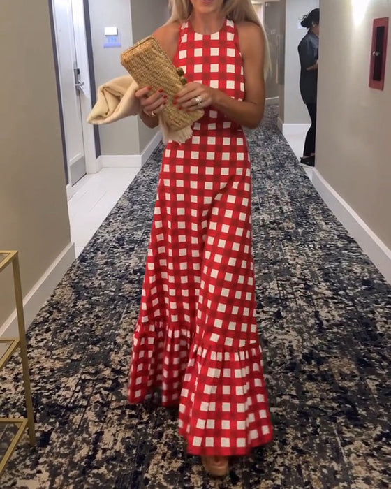 Kleid Lässig Ärmellos Kariert