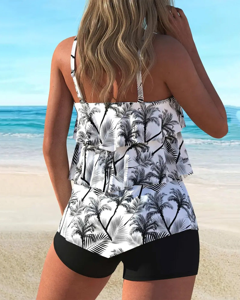 Tankini moteriktig seler trykk todelt