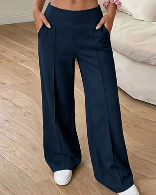 Hose Hohe Taille Tasche Weites Bein Lang