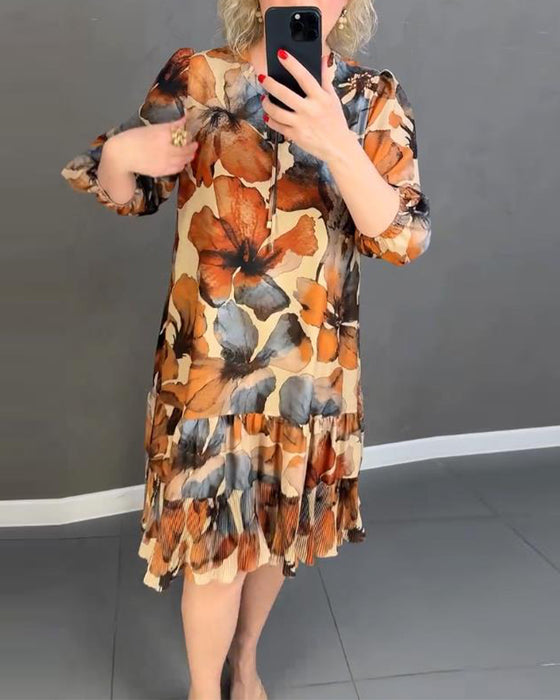 Kleid Vintage Blumenmuster Rüsche
