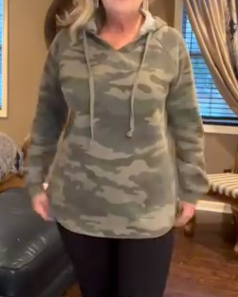 Hoodie Camo Kordelzug Locker Sweatshirt