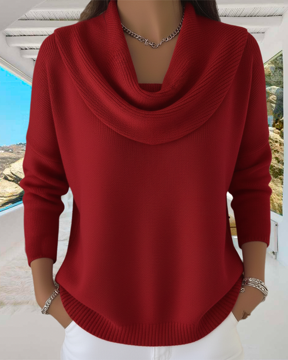 Pullover Uni-Farbe Flauschkragen Pullover
