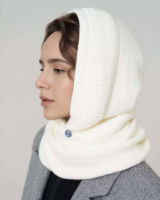 Großhandel Einfarbiger Gestrickter Kapuzenschal