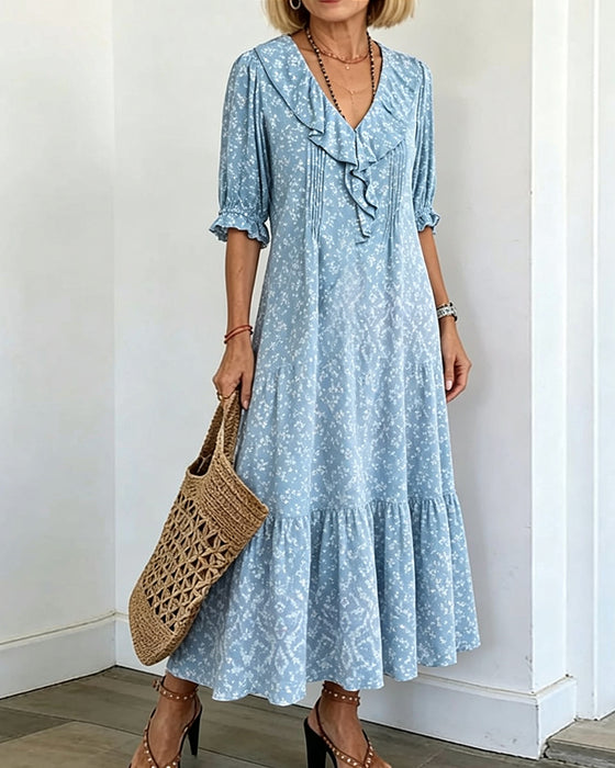Kleid V-Ausschnitt Rüschen