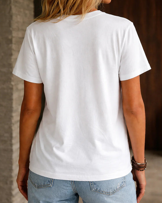 T-Shirt Rundhals Rüsche Unregelmäßig