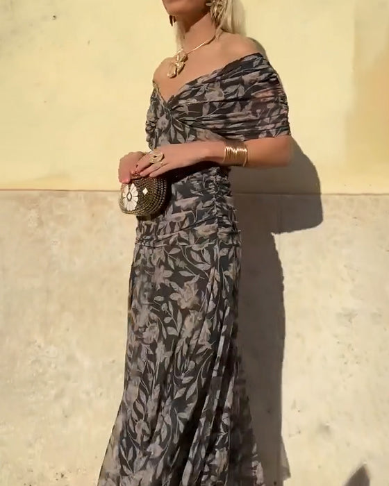 Kleid V-Ausschnitt Schulterfrei Modisch