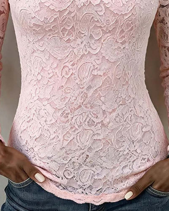 Bluse Quadratischer Ausschnitt Spitze Patchwork
