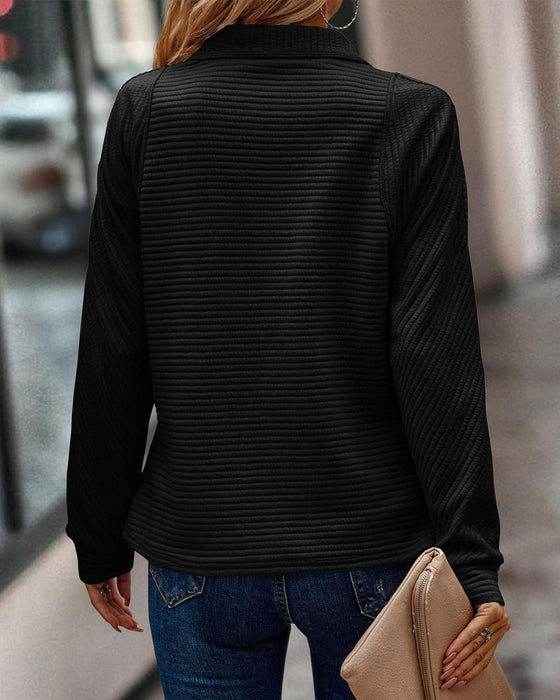 Pullover Mit Einfärbigem Design Und Reißverschluss