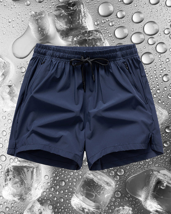 Shorts Männer Elastischer Bund Tasche Schnelltrocknend Eis-Seide Sport