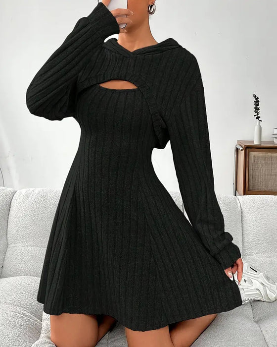 Set Kapuzenpullover Top Tank Kleid Zweiteilig